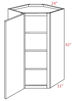 EB10-CW2442 Elegant White Assembled 24x42 Wall Diagonal Corner Cabinet