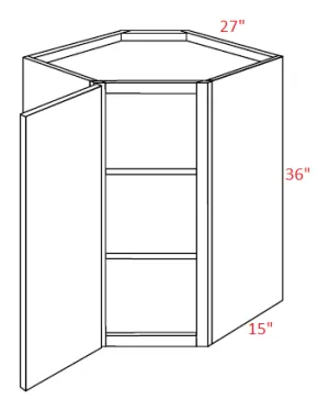 EB10-CW2736 Elegant White Assembled 27x36 Wall Diagonal Corner Cabinet