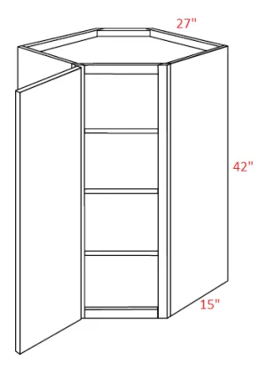 EB10-CW2742 Elegant White Assembled 27x42 Wall Diagonal Corner Cabinet