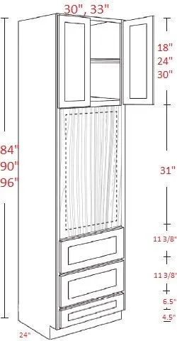 EB10-OV3396 Elegant White Assembled Single 33x96 Oven Cabinet