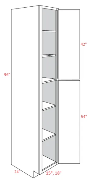 EB10-UC1524X96 Elegant White Assembled 15x96 Pantry Cabinet