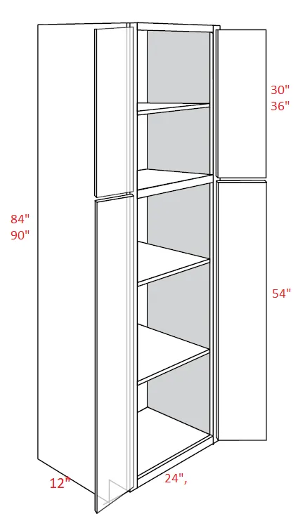 EB10-UC2412X84 Elegant White Assembled 24x84x12 Pantry Cabinet