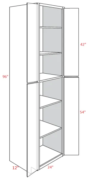 EB10-UC2412X96 Elegant White Assembled 24x96x12 Pantry Cabinet