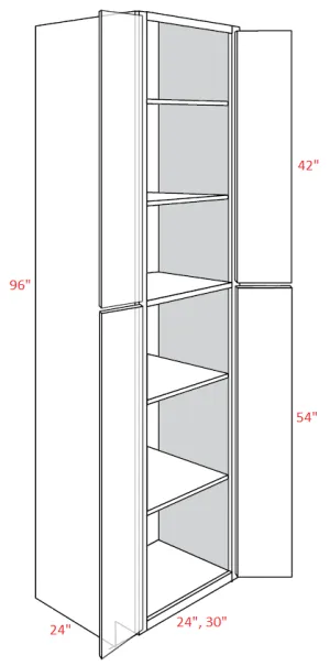 EB10-UC3024X96 Elegant White Assembled 30x96 Pantry Cabinet