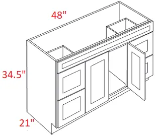 EB10-V4821DD Elegant White Assembled Vanity Sink Base cabinet