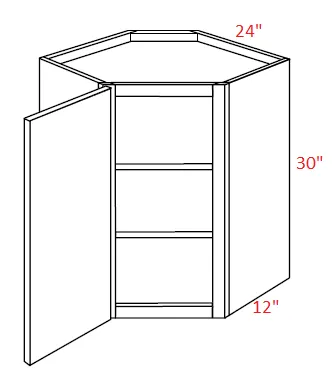 EB22-CW2430 Elegant Dove Assembled 24x30 Wall Diagonal Corner Cabinet