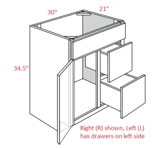 EB22-V3021D-L Elegant Dove Assembled Vanity Sink Base cabinet