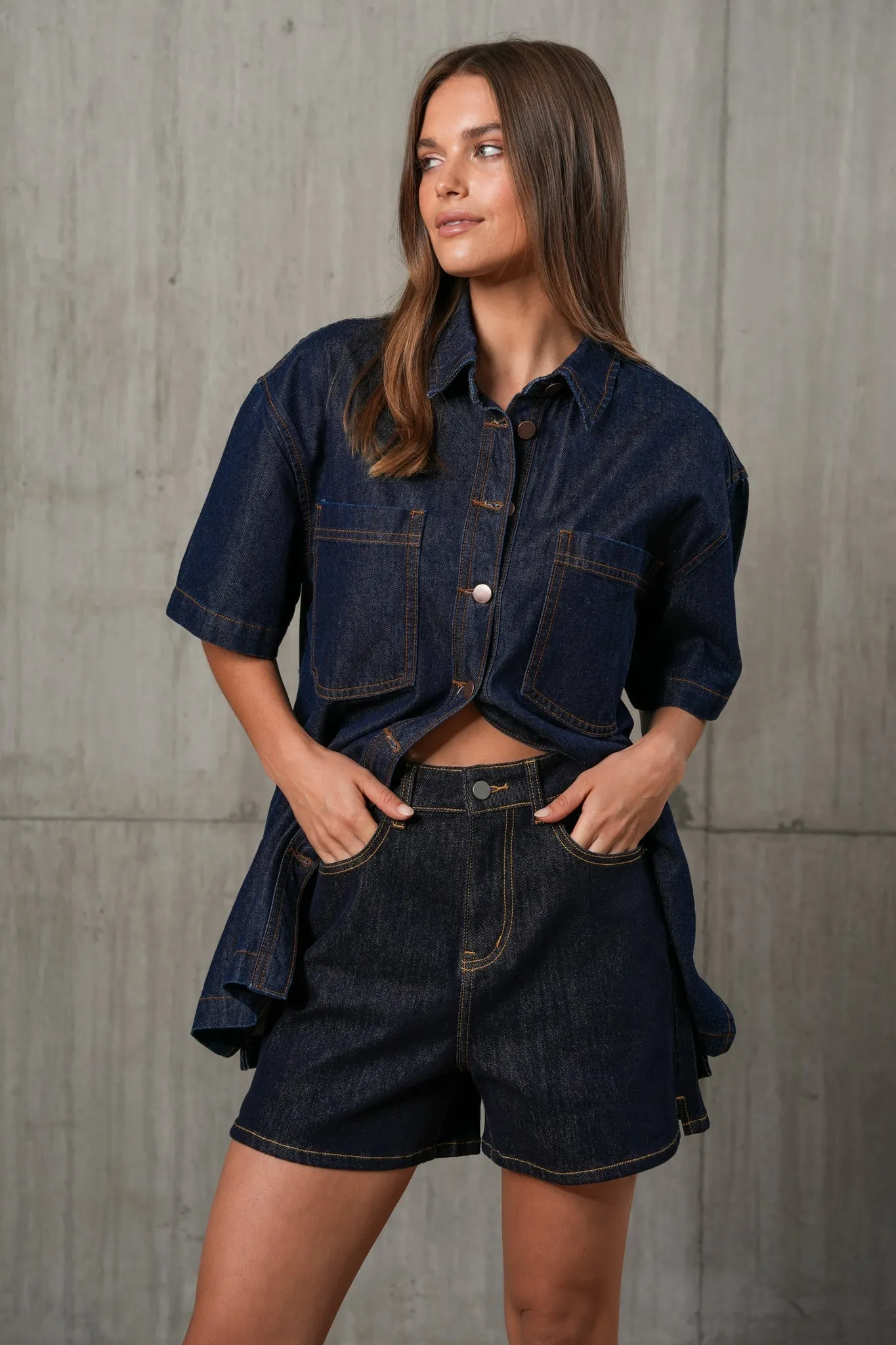 EBONY DENIM SHIRT - Dark Denim