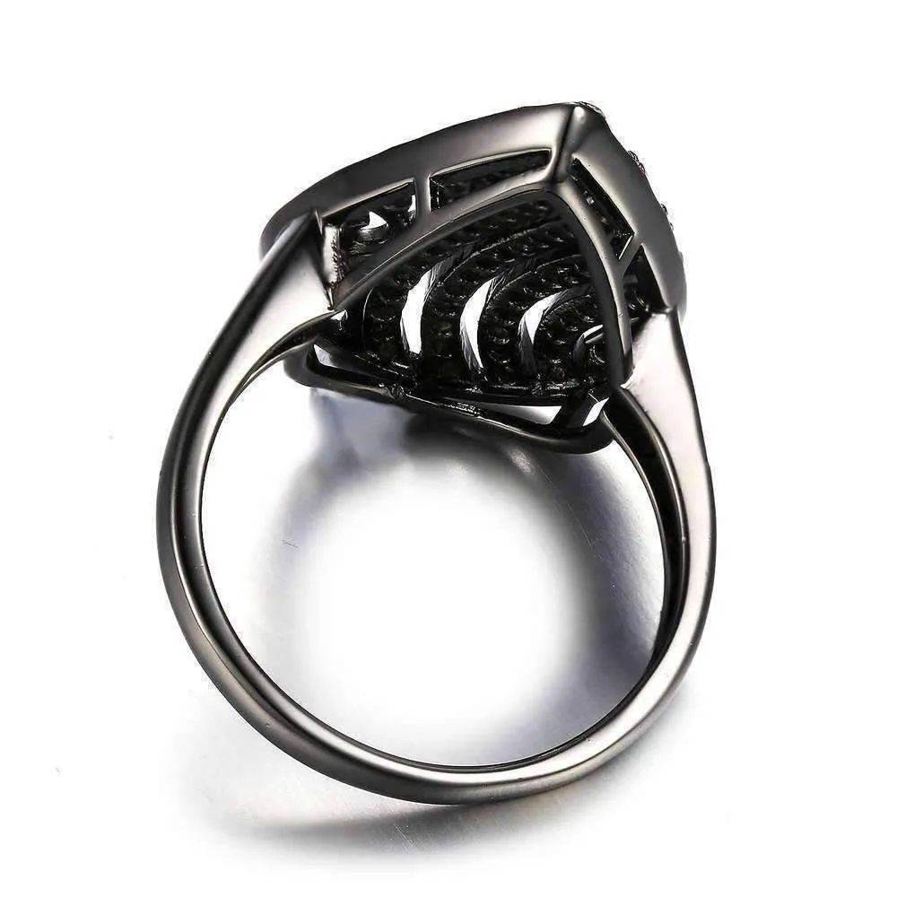 Ebony Swirl Black Gold Filigree and CZ Cocktail Ring