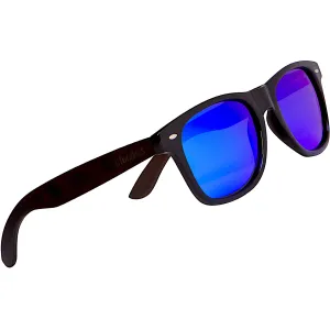 Ebony Wood Sunglasses with Blue Mirror Polarized Lens