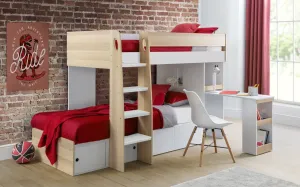 Eclipse Bunk Bed - Scandinavian Oak & White