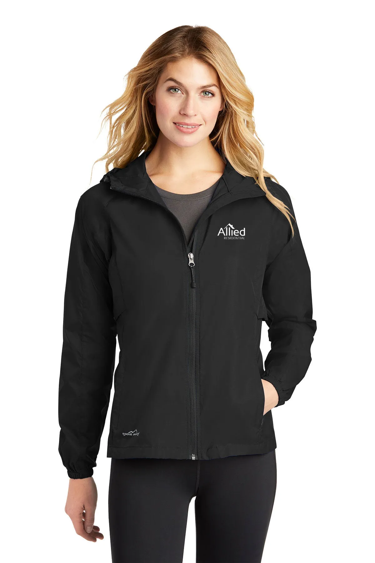 Eddie Bauer Ladies Packable Wind Jacket, Black [Allied Residential]