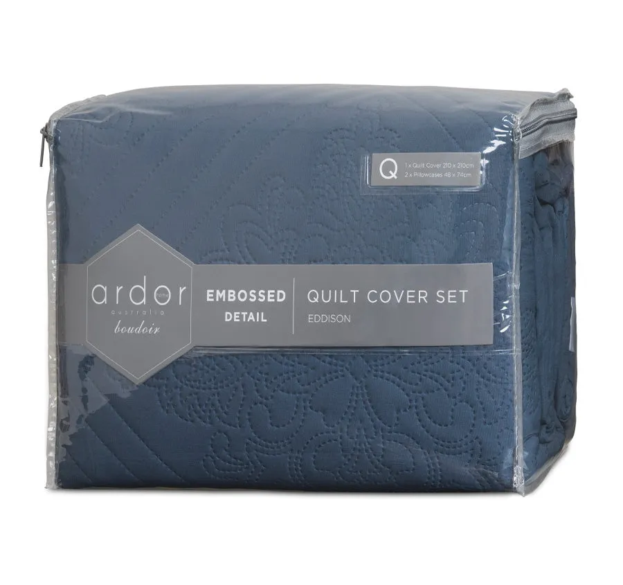 Eddison Quilt Cover Set Range Cornflower