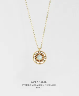 EDEN   ELIE Striped Medallion necklace - Mint