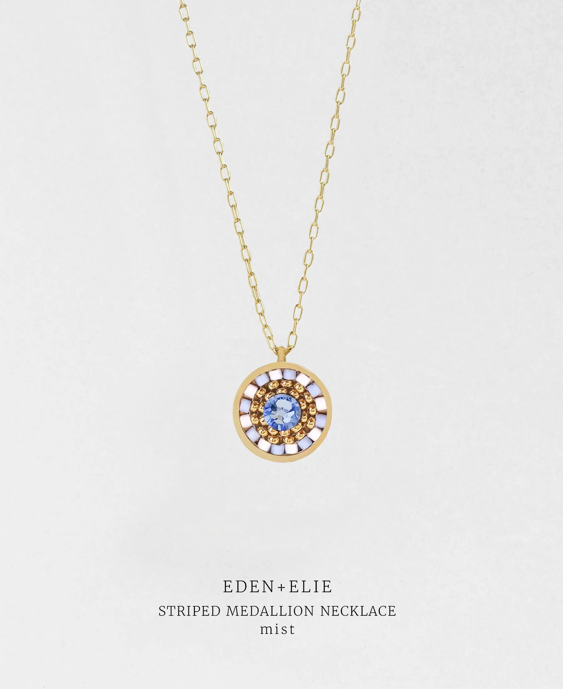 EDEN   ELIE Striped Medallion necklace - Mist