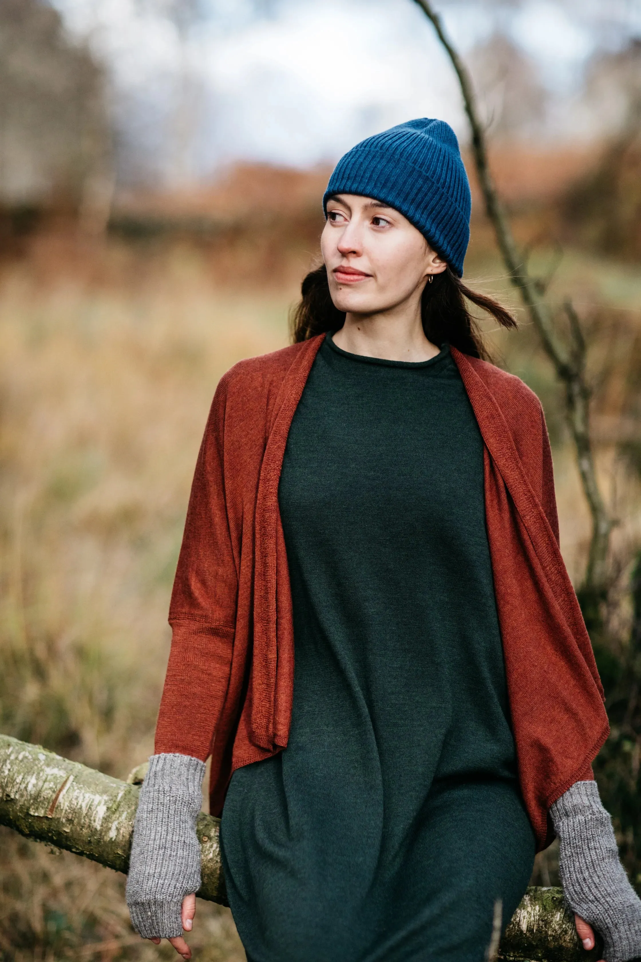 Eden Fine Merino Wrap Cardigan in Sienna