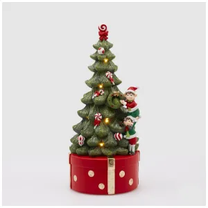 EDG Carillon albero di natale con elfi e luci led in resina D16xH37 cm