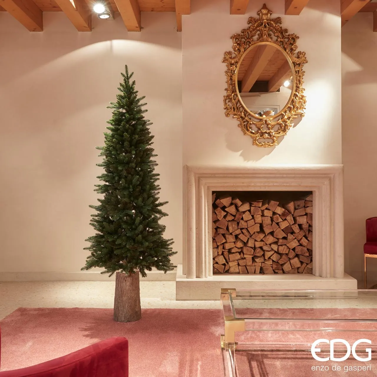 EDG Enzo De Gasperi Albero di Natale Pino Slim 180x71cm Realistico 1094 Rami