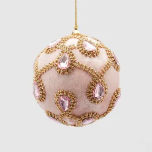 EDG Enzo De Gasperi Sfera Pallina Albero di Natale 10cm Velluto con Gemme Rosa