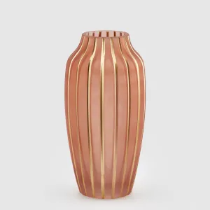 EDG Enzo De Gasperi Vaso Righe Rosa Antico Oro 15x30cm Vetro