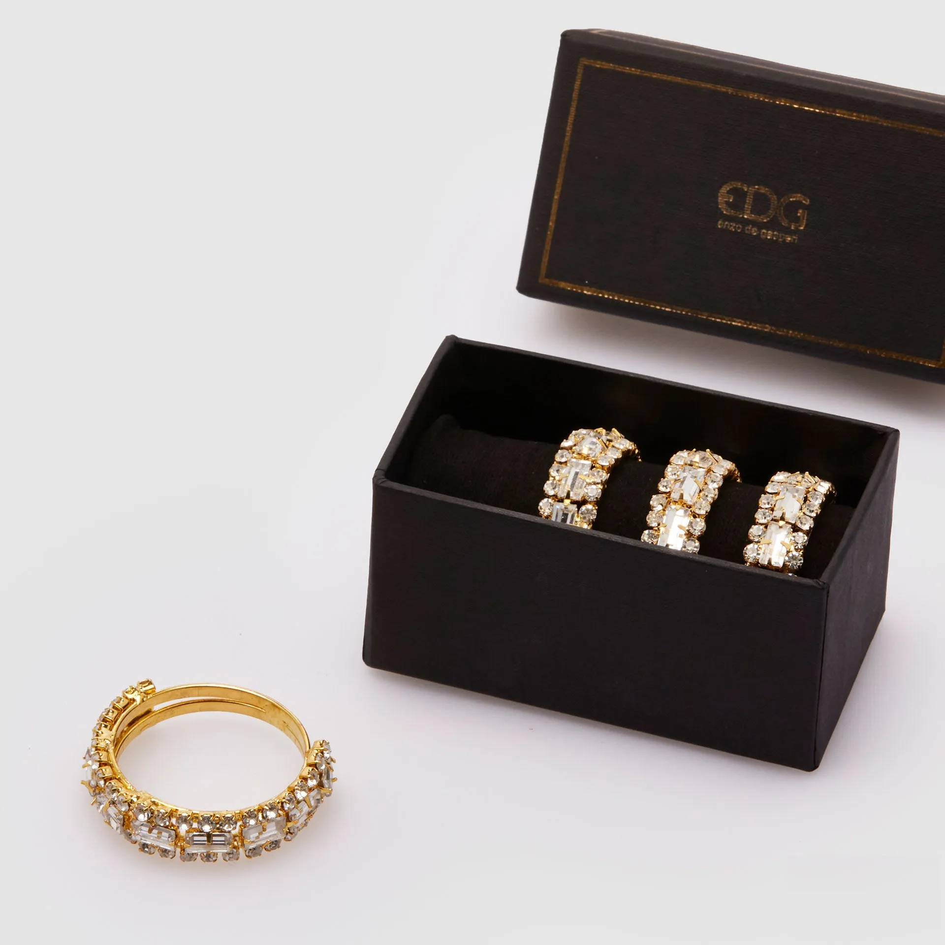 EDG Legatovaglioli con Brillanti Set 4 Pezzi Oro 4cm