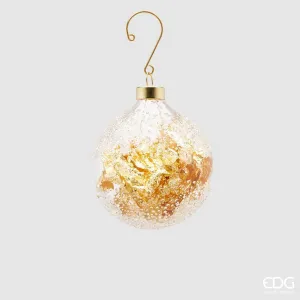 Edg - Palla di natale in vetro con foglia oro interna d.10cm | Rohome