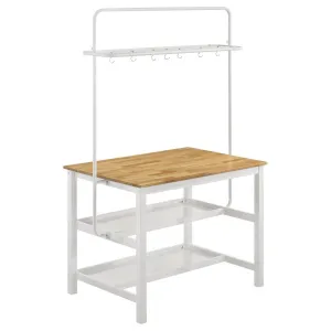 Edgeworth - Kitchen Island Counter Table With Pot Rack - White