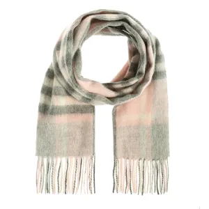 Edinburgh 100% Lambswool Scarf  Chequer Tartan Light Pink And Grey