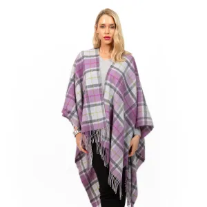 Edinburgh Cashmere Cape  Light Blue Check