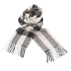 Edinburgh Cashmere Scarf  Giant Chequer - Black/Oyster