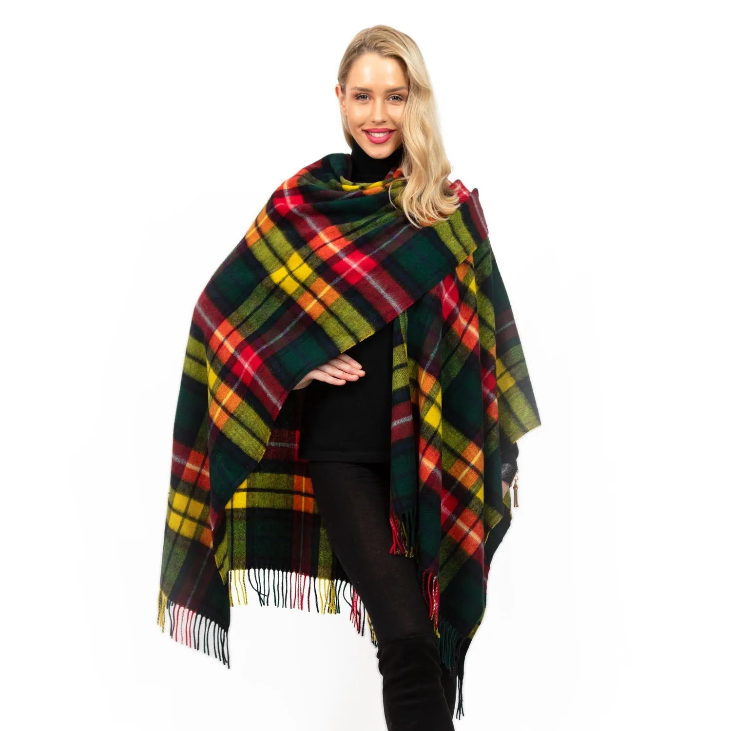 Edinburgh Lambswool Long Tartan Cape  Buchanan Modern