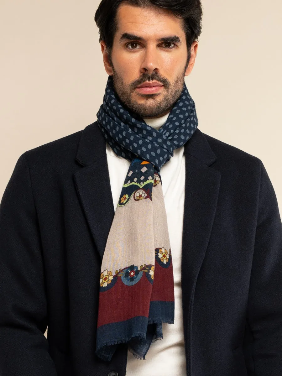 Edoardo (blue) - soft and lightweight Italian scarf from 100% wool