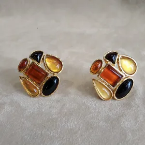 Edouard Rambaud Yellow Amber large clip on earrings