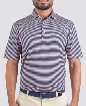 Edward Stripe Performance Polo - Admiral/Retro Pink