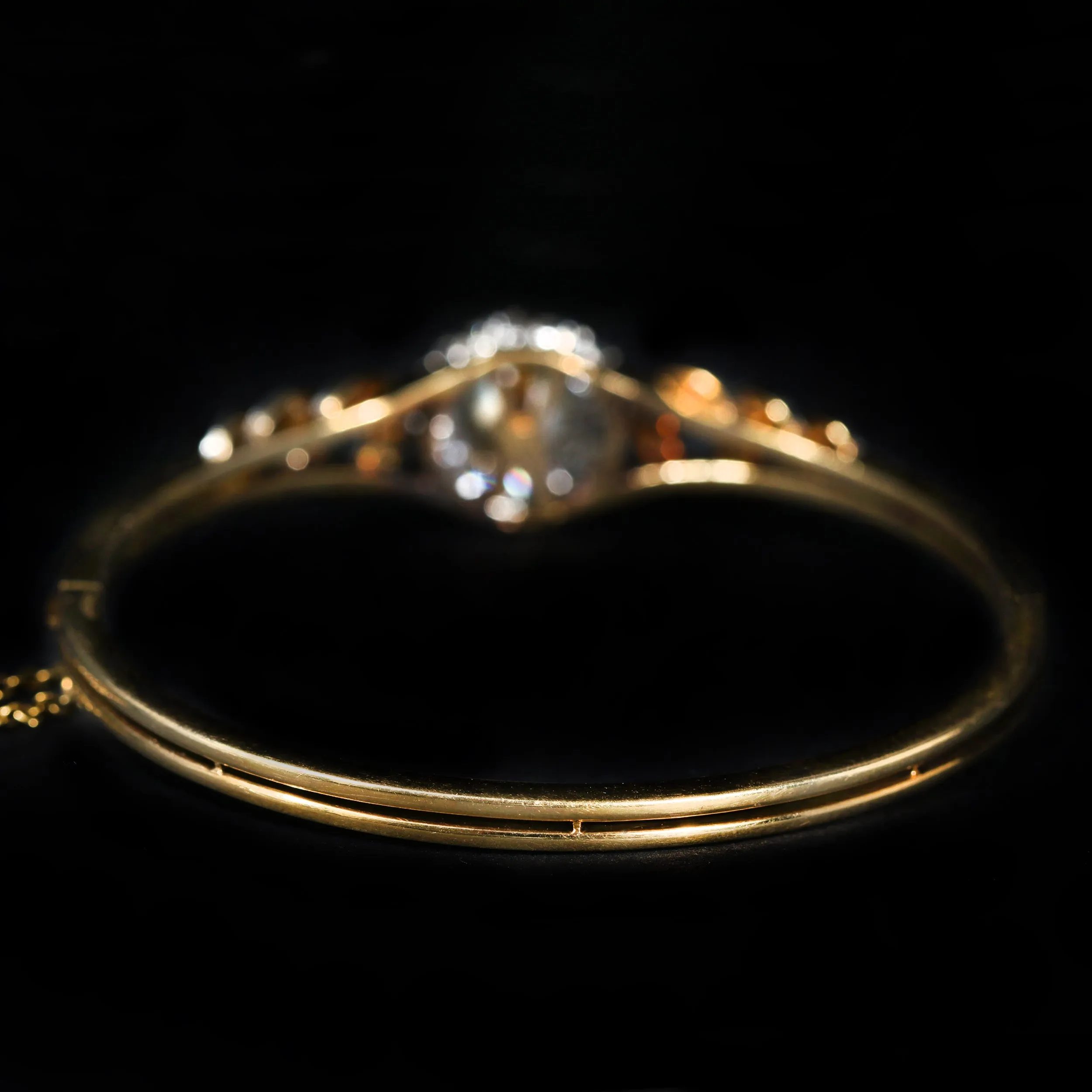 Edwardian 1.10 CTW Diamond and Pearl Bangle Bracelet