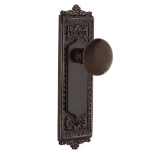 Egg & Dart Long Plate with Brown Porcelain Knob in Timeless Bronze