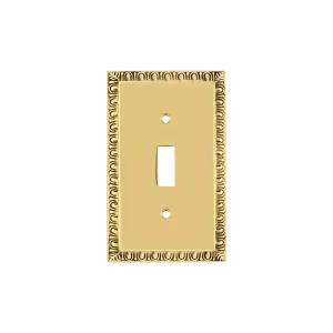 Egg & Dart Switch Plate with Single Toggle in Polished Brass