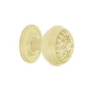 Egg And Dart Brass 1 3/8" Cabinet Knob with Classic Rose in Satin Brass