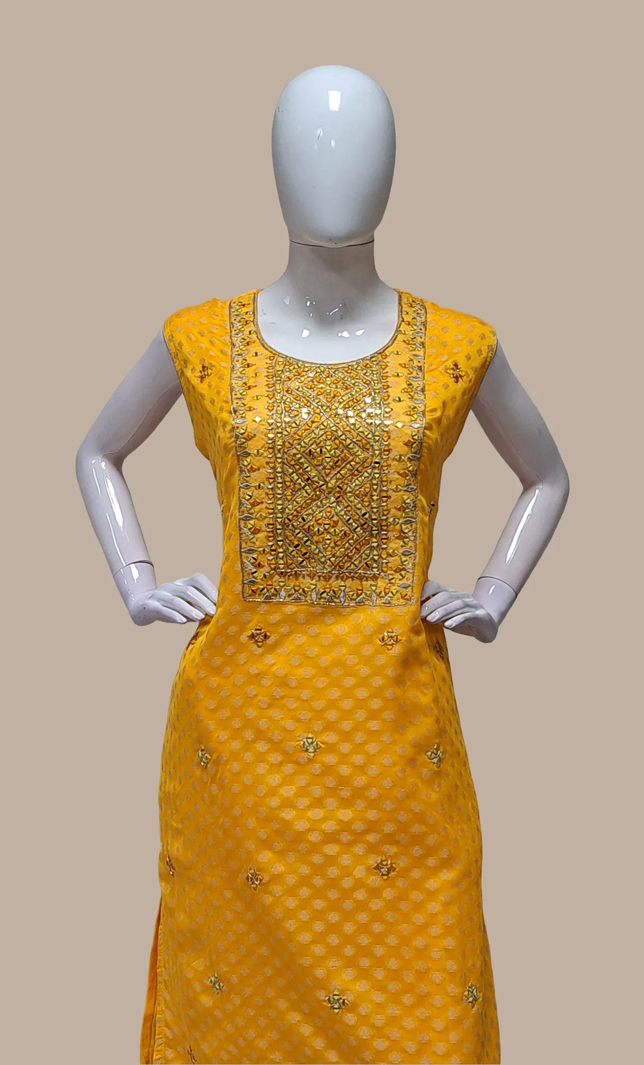 Egg Yellow Embroidered Punjabi