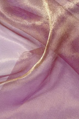 Eggplant Gold Metallic Organza Fabric