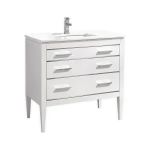 Eiffel 36'' High Gloss White Vanity W/ Quartz Counter Top