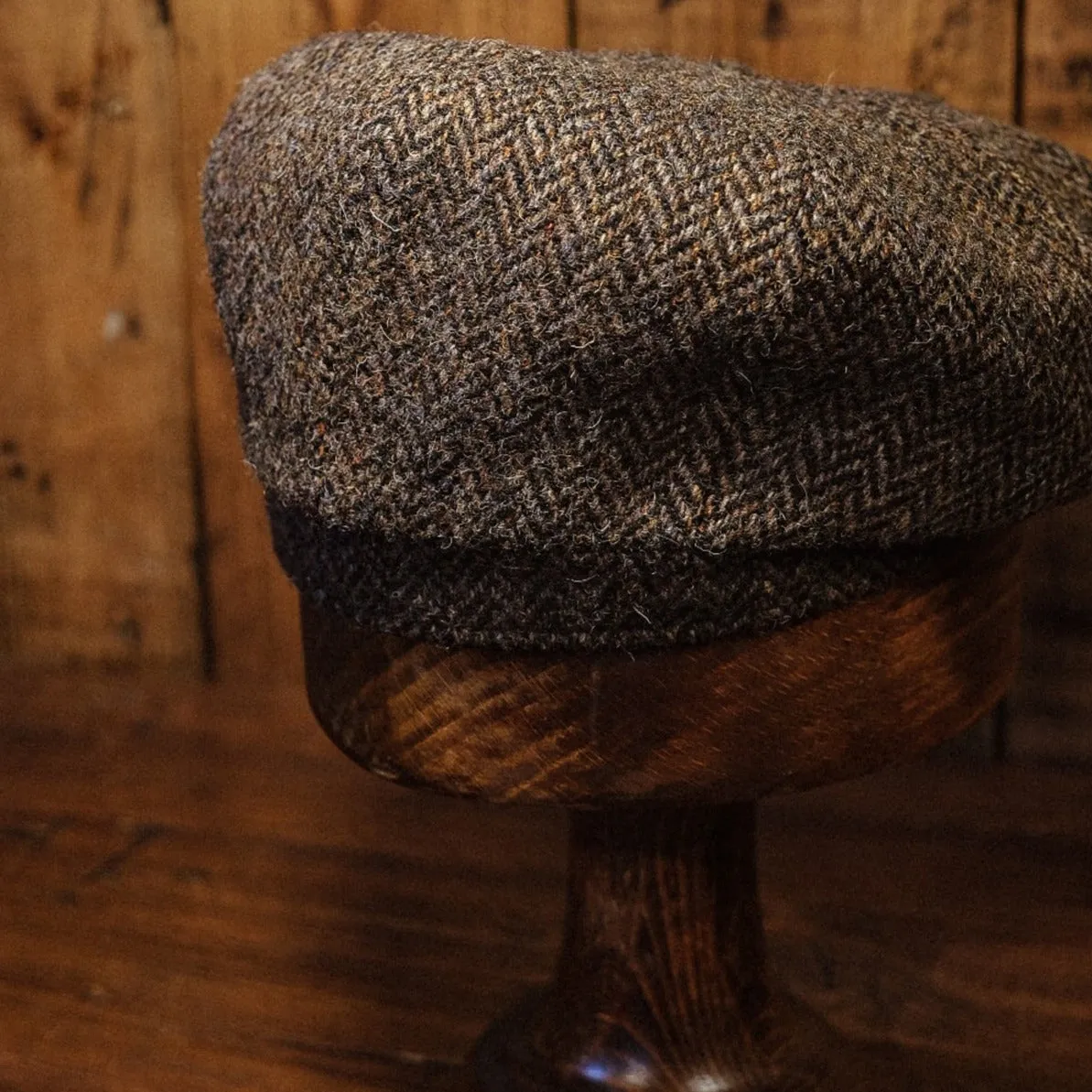 Eight Piece Light Brown Herringbone Wool Newsboy Cap