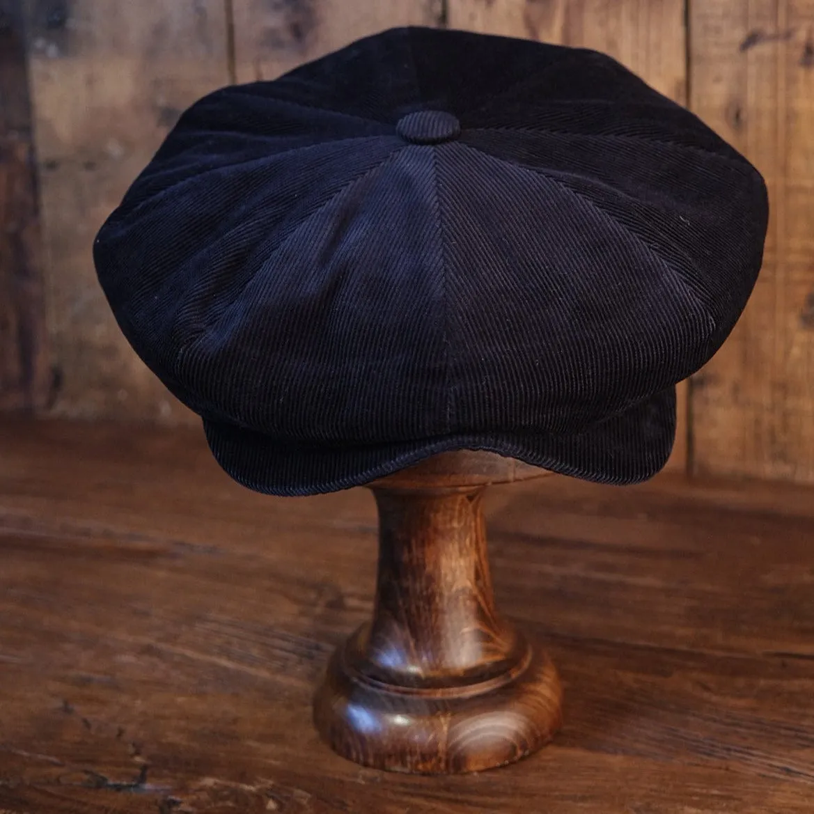 Eight Piece Navy Needlecord Newsboy Cap