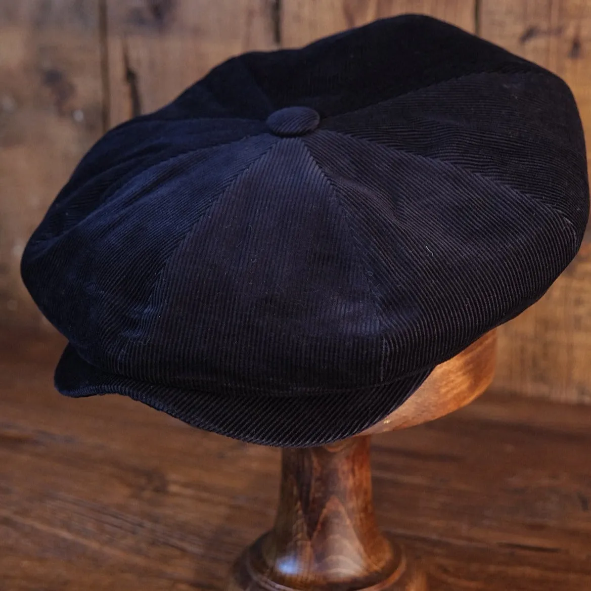 Eight Piece Navy Needlecord Newsboy Cap