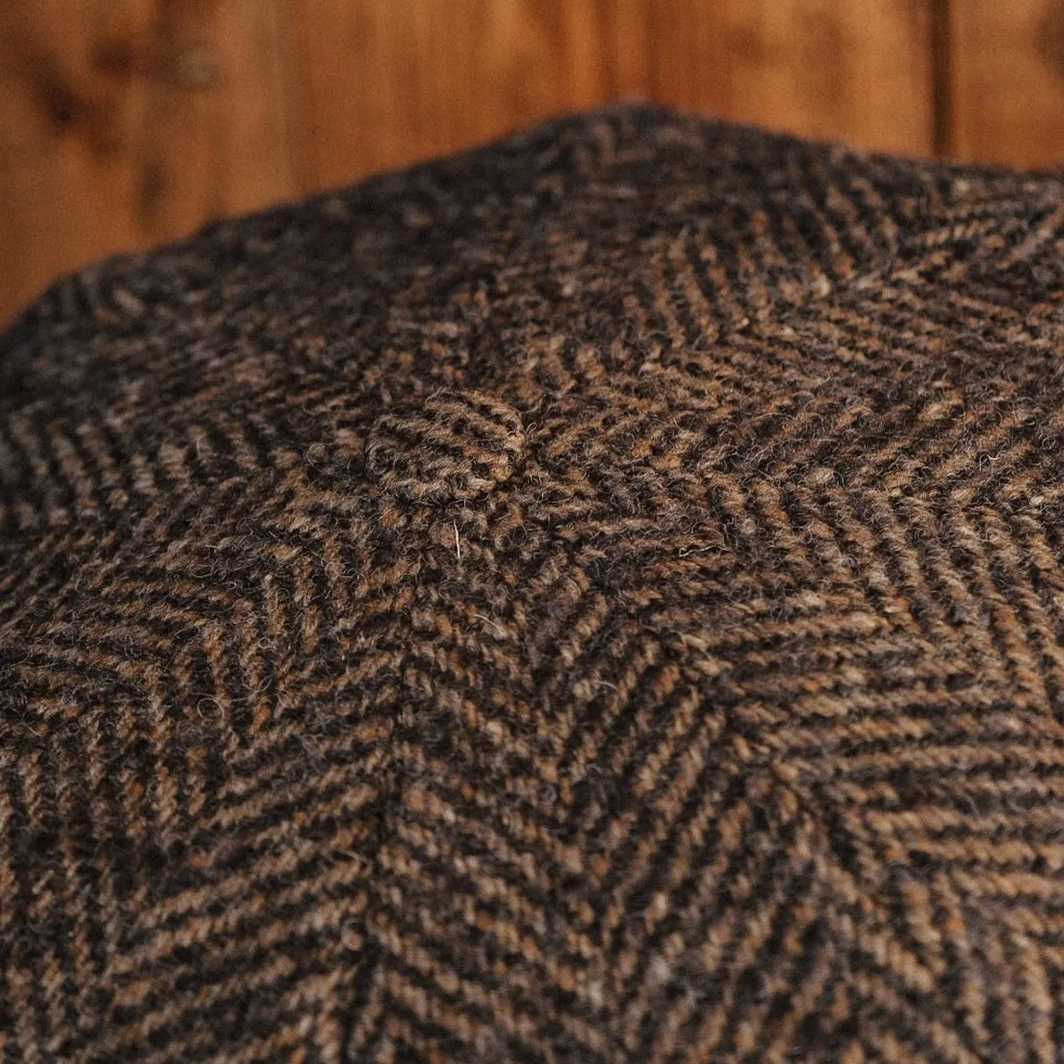 Eight Piece Walnut Herringbone Wool Newsboy Cap