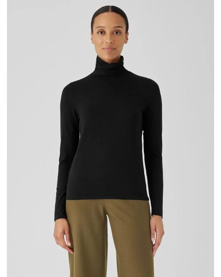 Eileen Fisher Scrunched Neck Jersey Turtleneck