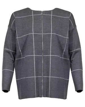 Eileen Fisher Windowpane Check Zip Cardigan