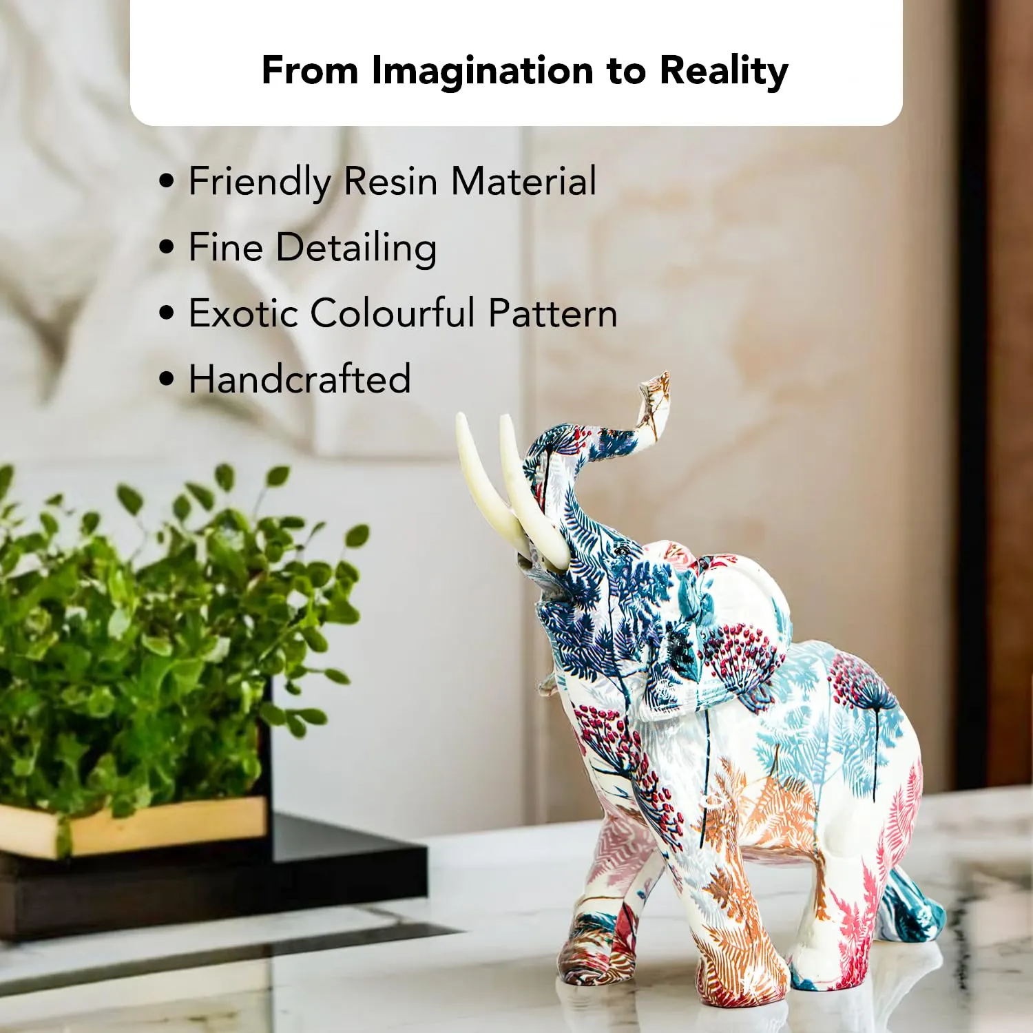 Ekhasa Elephant Show Pieces for Home Decor Living Room Decorative Items | Showpieces Gift Items for Decoration | Center Table Tv Unit Showcase Shelf Office Desk Interior Artifacts Statue Figurines