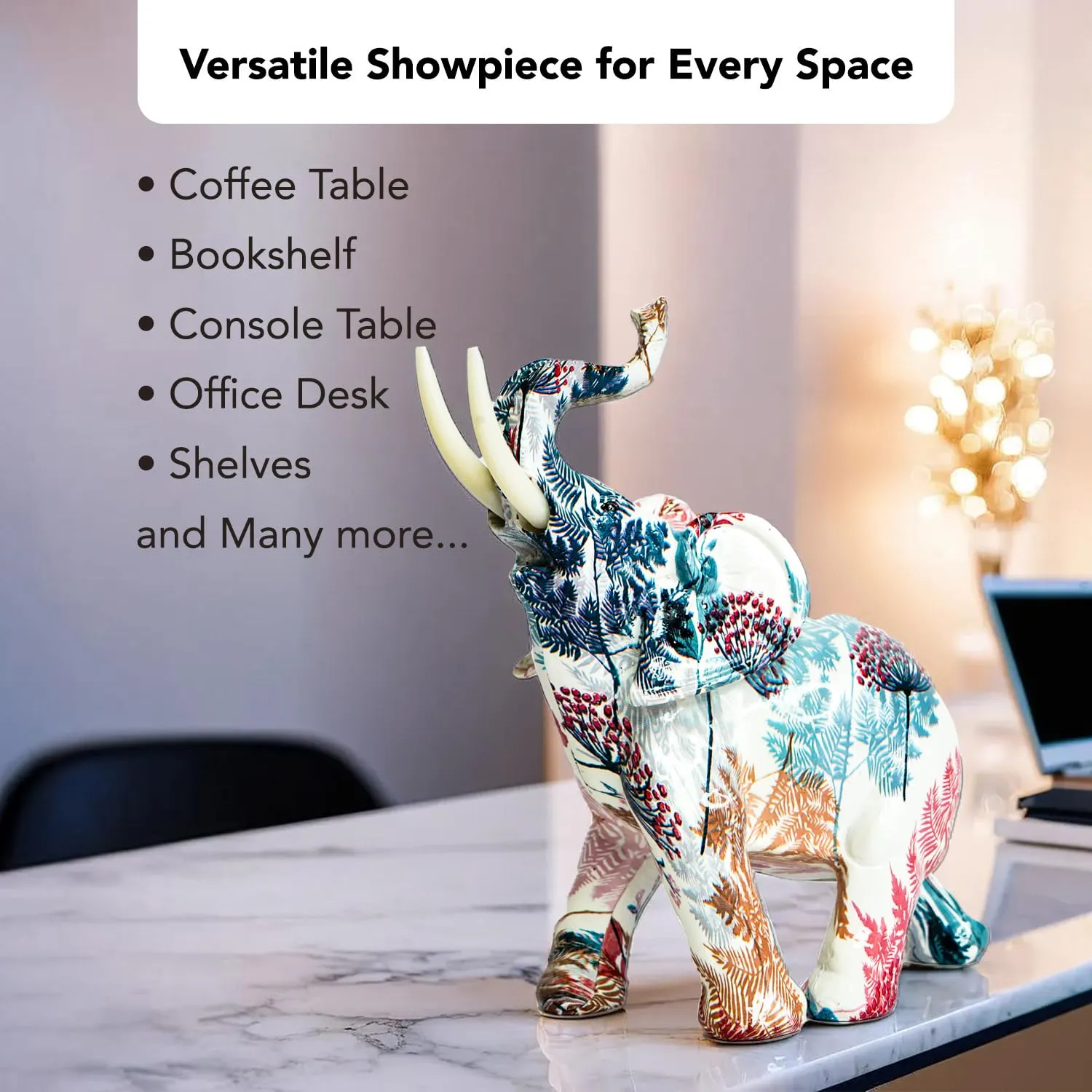 Ekhasa Elephant Show Pieces for Home Decor Living Room Decorative Items | Showpieces Gift Items for Decoration | Center Table Tv Unit Showcase Shelf Office Desk Interior Artifacts Statue Figurines