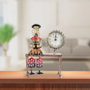 Ekhasa Metal Table Clock for Office Desk | Unique Gifts for Office Decoration, Study Table Decor Items | Desk Clock for Birthday Gifts for Husband | Table Clock Time Piece for Home Decor